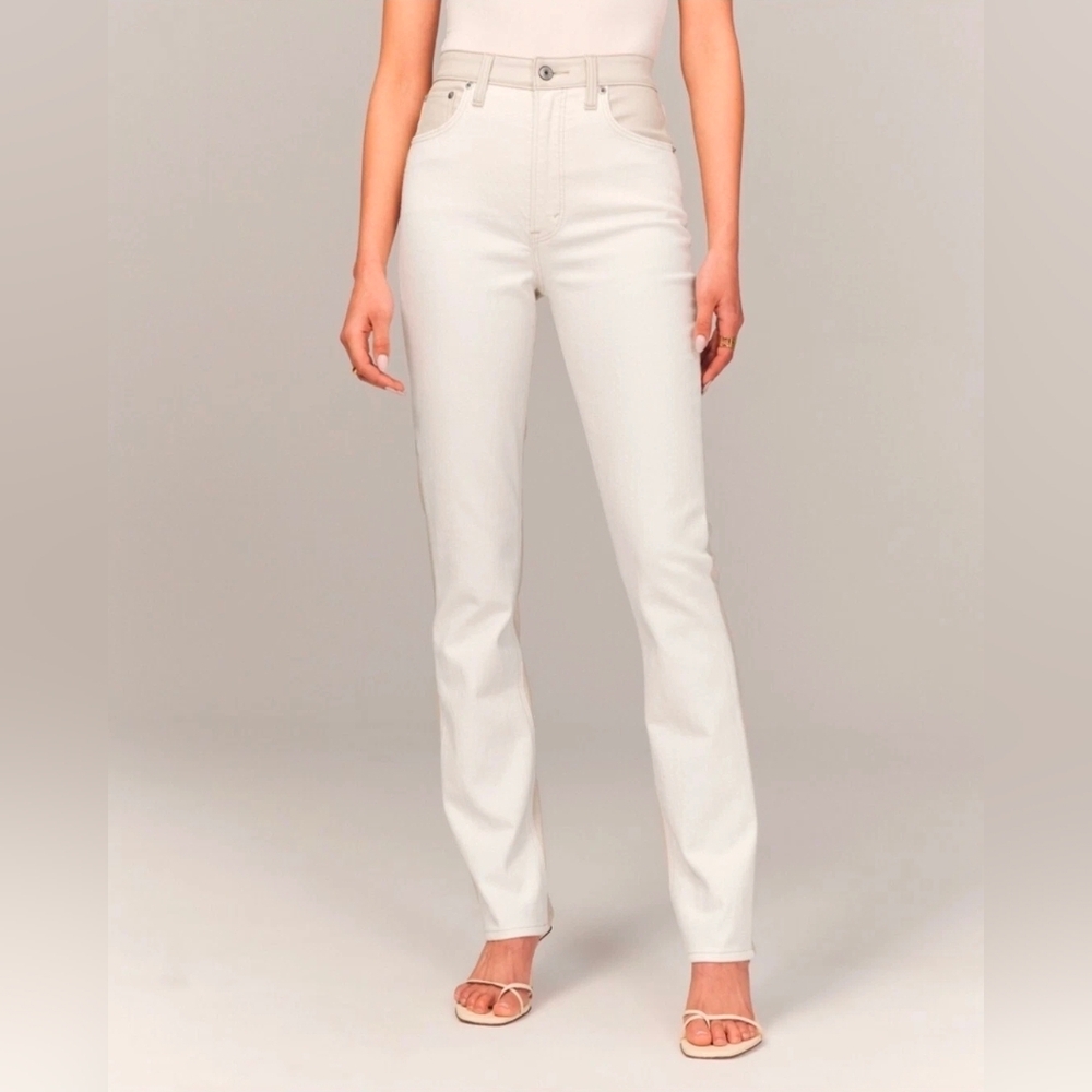 Abercrombie & Fitch Cream Straight Leg Jeans - Women